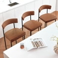 thumbnail image 1 of Modern Bar Stools Set of 3, 24 Inch Faux Leather Counter Stools with Curved Backrest, Counter Height Bar Stool for Kitchen Island, 1 of 6
