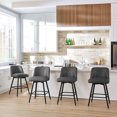 thumbnail image 1 of Modern Bar Stools Set of 4, 26" H Swivel Counter Height Barstools with High Backs, Kitchen Island Stools, For Bar & Home,Faux Leather, Grey, 1 of 9