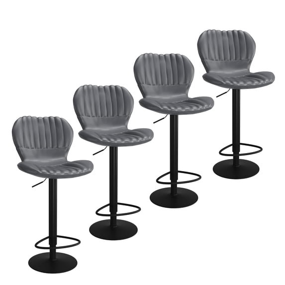 Modern Bar Stools Set of 4, Adjustable Counter Height Chairs for Kitchen Island, Dining Room, Easy Assembly(Grey)