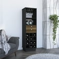 thumbnail image 1 of Modern Bar Storage Cabinet With Twelve Built-in Wine Rack, Two Drawers - Walnut For Dining Room And Rack Black, 1 of 4