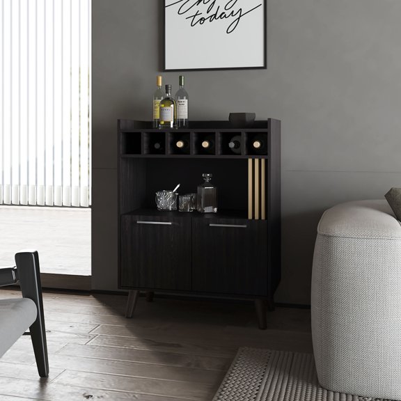 Modern Bar Storage Unit | Store Wine and Glassware in Living Room | Melamine - Filled Particle Material | Offer Stable and Scratch - Resistant Storage
