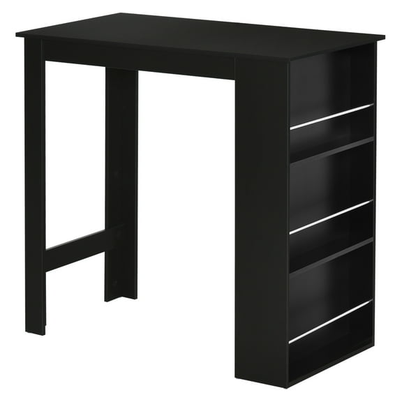 Modern Bar Table Counter Height Dining Table with 3 Storage Shelves for Kitchen, Dining Room, Living Room, Black