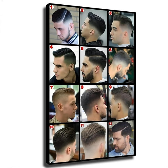 Modern Barber Shop Salon Hair Cut for Men Chart Canvas Poster Modern Aesthetic Picture Wall Art Home Office Decoration Painting Holiday Gift