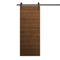 Modern Barn Door 18 x 80 inches | Ego 5000 Cognac Oak | 6.6FT Rail Track Heavy Hardware Set | Solid Panel Interior Doors
