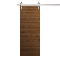 Modern Barn Door 18 x 80 inches | Ego 5000 Cognac Oak | 6.6FT Silver Rail Track Heavy Hardware Set | Solid Panel Interior Doors