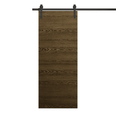 Modern Barn Door 18 x 80 inches | Ego 5000 Marble Oak | 6.6FT Rail Track Heavy Hardware Set | Solid Panel Interior Doors