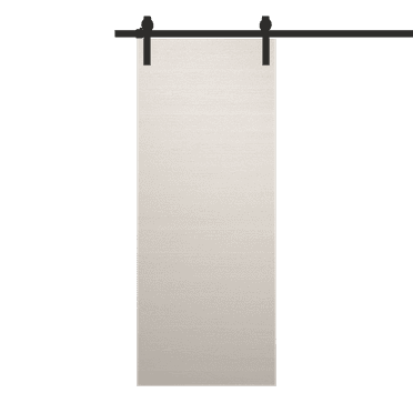 Modern Barn Door 18 x 80 inches | Ego 5000 Painted White Oak | 6.6FT Rail Track Heavy Hardware Set | Solid Panel Interior Doors