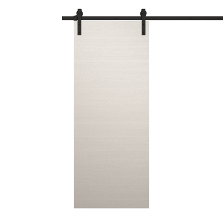 Modern Barn Door 18 x 80 inches | Ego 5000 Painted White Oak | 6.6FT Rail Track Heavy Hardware Set | Solid Panel Interior Doors