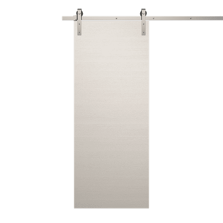 Modern Barn Door 18 x 80 inches | Ego 5000 Painted White Oak | 6.6FT Silver Rail Track Heavy Hardware Set | Solid Panel Interior Doors