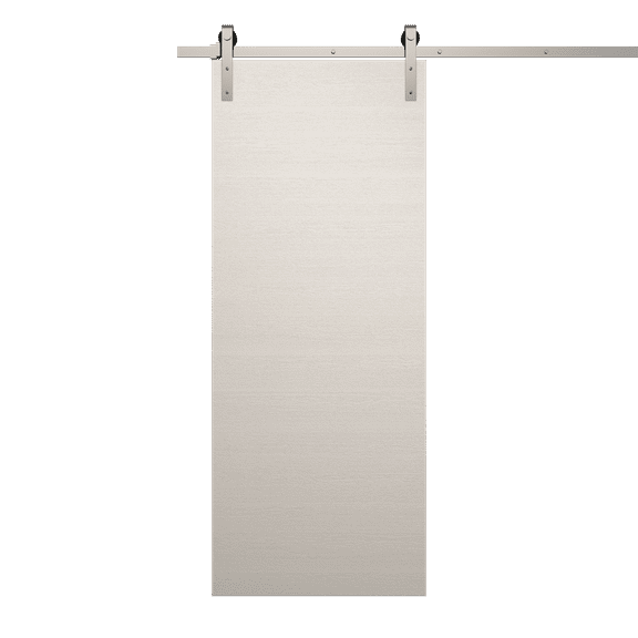 Modern Barn Door 18 x 80 inches | Ego 5000 Painted White Oak | 6.6FT Silver Rail Track Heavy Hardware Set | Solid Panel Interior Doors