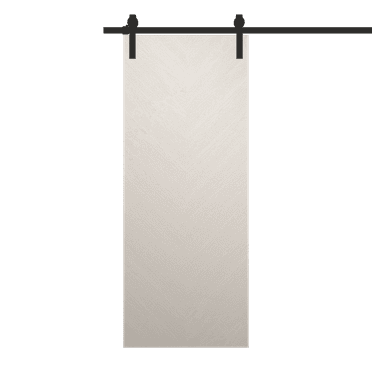Modern Barn Door 18 x 80 inches | Ego 5005 Painted White Oak | 6.6FT Rail Track Heavy Hardware Set | Solid Panel Interior Doors