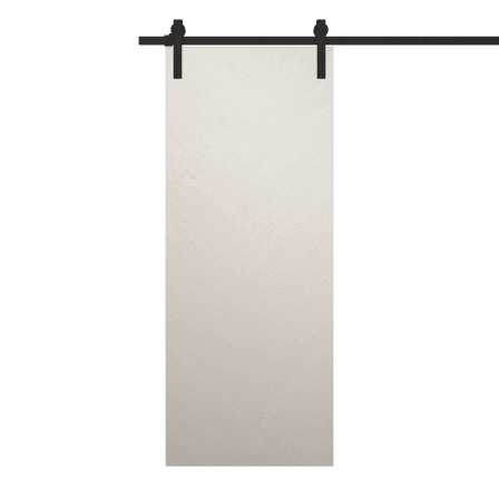 Modern Barn Door 18 x 80 inches | Ego 5005 Painted White Oak | 6.6FT Rail Track Heavy Hardware Set | Solid Panel Interior Doors