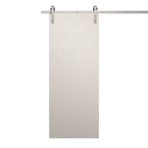 Modern Barn Door 18 x 80 inches | Ego 5005 Painted White Oak | 6.6FT Silver Rail Track Heavy Hardware Set | Solid Panel Interior Doors
