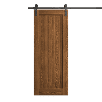 Modern Barn Door 18 x 80 inches | Ego 5006 Cognac Oak | 6.6FT Rail Track Heavy Hardware Set | Solid Panel Interior Doors
