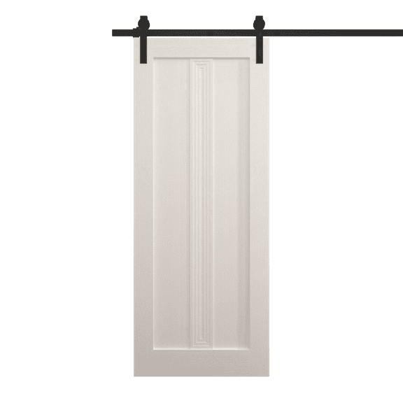 Modern Barn Door 18 x 80 inches | Ego 5006 Painted White Oak | 6.6FT Rail Track Heavy Hardware Set | Solid Panel Interior Doors