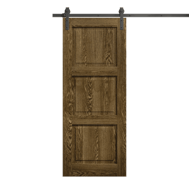 Modern Barn Door 18 x 80 inches | Ego 5010 Marble Oak | 6.6FT Rail Track Heavy Hardware Set | Solid Panel Interior Doors
