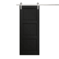 thumbnail image 1 of Modern Barn Door 18 x 80 inches | Ego 5010 Painted Black Oak | 6.6FT Silver Rail Track Heavy Hardware Set | Solid Panel Interior Doors, 1 of 5