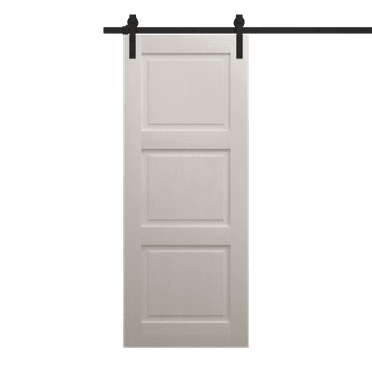Modern Barn Door 18 x 80 inches | Ego 5010 Painted White Oak | 6.6FT Rail Track Heavy Hardware Set | Solid Panel Interior Doors
