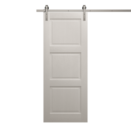 Modern Barn Door 18 x 80 inches | Ego 5010 Painted White Oak | 6.6FT Silver Rail Track Heavy Hardware Set | Solid Panel Interior Doors