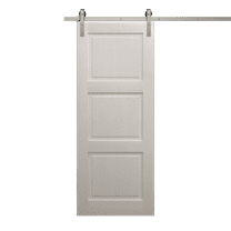 Modern Barn Door 18 x 80 inches | Ego 5010 Painted White Oak | 6.6FT Silver Rail Track Heavy Hardware Set | Solid Panel Interior Doors