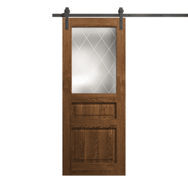 Modern Barn Door 18 x 80 inches | Ego 5011 Cognac Oak | 6.6FT Rail Track Heavy Hardware Set | Solid Panel Interior Doors