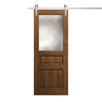 Modern Barn Door 18 x 80 inches | Ego 5011 Cognac Oak | 6.6FT Silver Rail Track Heavy Hardware Set | Solid Panel Interior Doors