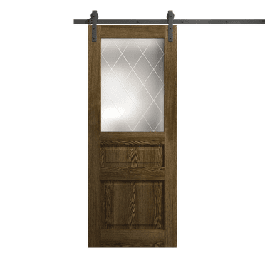 Modern Barn Door 18 x 80 inches | Ego 5011 Marble Oak | 6.6FT Rail Track Heavy Hardware Set | Solid Panel Interior Doors