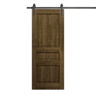 Modern Barn Door 18 x 80 inches | Ego 5012 Marble Oak | 6.6FT Rail Track Heavy Hardware Set | Solid Panel Interior Doors