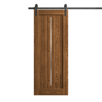 Modern Barn Door 18 x 80 inches | Ego 5014 Cognac Oak | 6.6FT Rail Track Heavy Hardware Set | Solid Panel Interior Doors
