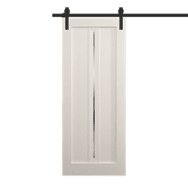 Modern Barn Door 18 x 80 inches | Ego 5014 Painted White Oak | 6.6FT Rail Track Heavy Hardware Set | Solid Panel Interior Doors
