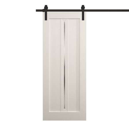 Modern Barn Door 18 x 80 inches | Ego 5014 Painted White Oak | 6.6FT Rail Track Heavy Hardware Set | Solid Panel Interior Doors