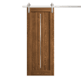 thumbnail image 1 of Modern Barn Door 18 x 84 inches | Ego 5014 Cognac Oak | 6.6FT Silver Rail Track Heavy Hardware Set | Solid Panel Interior Doors, 1 of 5