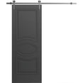 thumbnail image 1 of Modern Barn Door 18" x 96" inches / Mela 7001 Painted Black / 6.6FT Silver Rail Track Heavy Hardware Set / Solid Panel Interior Doors, 1 of 5