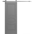 thumbnail image 1 of Modern Barn Door 18" x 96" inches / Mela 7001 Painted Grey / 6.6FT Silver Rail Track Heavy Hardware Set / Solid Panel Interior Doors, 1 of 6