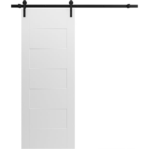 Modern Barn Door 24" x 84" inches / Mela 0755 Painted White / 6.6FT Rail Track Heavy Hardware Set / Solid Panel Interior Doors