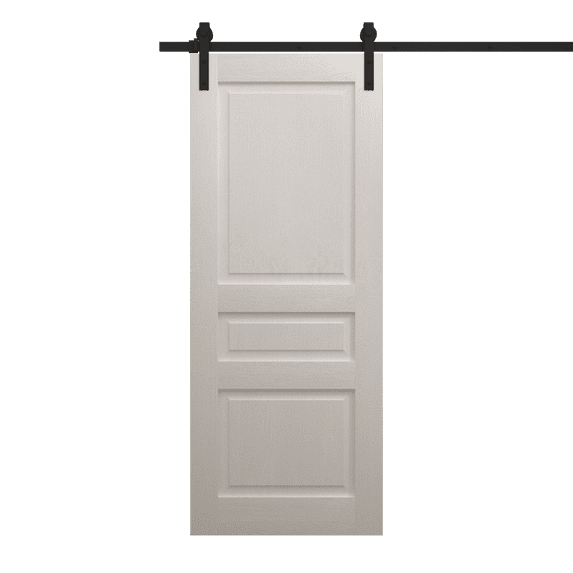 Modern Barn Door 24 x 96 inches | Ego 5012 Painted White Oak | 6.6FT Rail Track Heavy Hardware Set | Solid Panel Interior Doors
