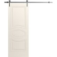 thumbnail image 1 of Modern Barn Door 24" x 96" inches / Mela 7001 Painted Creamy / 6.6FT Silver Rail Track Heavy Hardware Set / Solid Panel Interior Doors, 1 of 5