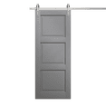 thumbnail image 1 of Modern Barn Door 28 x 84 inches | Ego 5010 Painted Grey Oak | 6.6FT Silver Rail Track Heavy Hardware Set | Solid Panel Interior Doors, 1 of 5