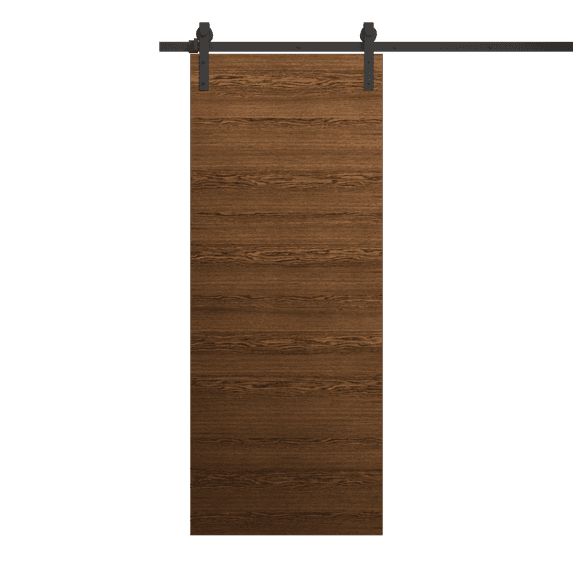 Modern Barn Door 28 x 96 inches | Ego 5000 Cognac Oak | 6.6FT Rail Track Heavy Hardware Set | Solid Panel Interior Doors