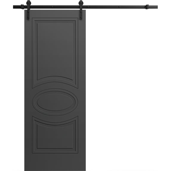 Modern Barn Door 28" x 96" inches / Mela 7001 Painted Black / 6.6FT Rail Track Heavy Hardware Set / Solid Panel Interior Doors