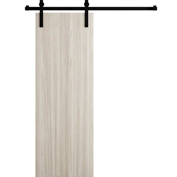 Modern Barn Door 30 x 80 in - LUNO 1003 Oak - 6.6FT Rail Track Heavy Hardware Set - Solid Panel Interior Doors