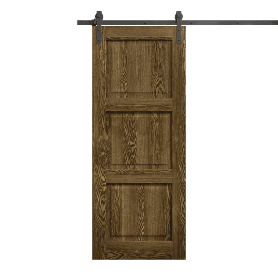 Modern Barn Door 30 x 80 inches | Ego 5010 Marble Oak | 6.6FT Rail Track Heavy Hardware Set | Solid Panel Interior Doors