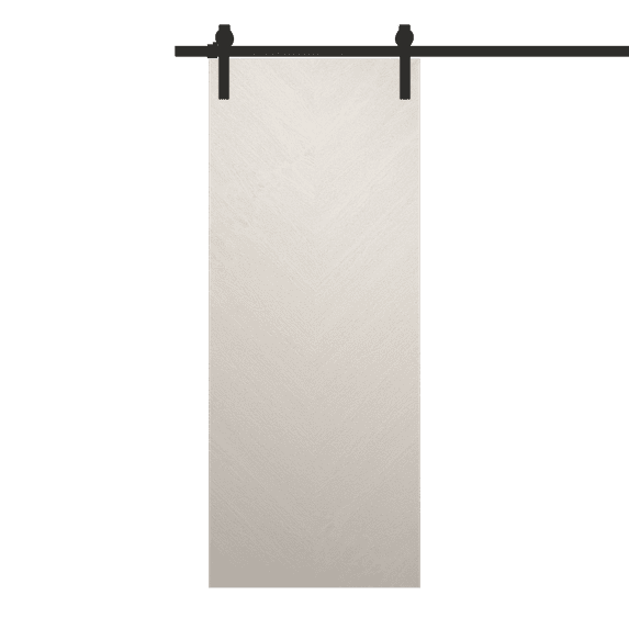 Modern Barn Door 30 x 84 inches | Ego 5005 Painted White Oak | 6.6FT Rail Track Heavy Hardware Set | Solid Panel Interior Doors