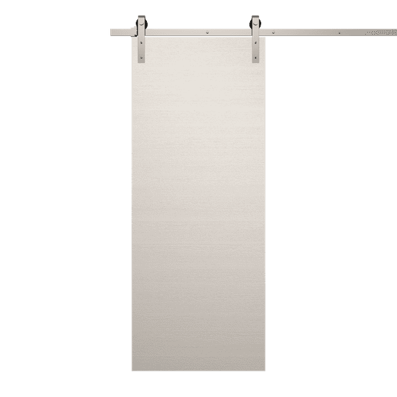 Modern Barn Door 30 x 96 inches | Ego 5000 Painted White Oak | 6.6FT Silver Rail Track Heavy Hardware Set | Solid Panel Interior Doors