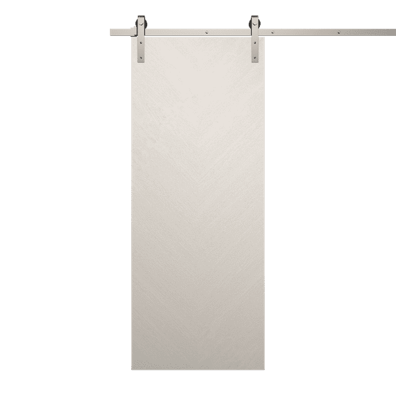Modern Barn Door 30 x 96 inches | Ego 5005 Painted White Oak | 6.6FT Silver Rail Track Heavy Hardware Set | Solid Panel Interior Doors