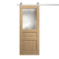 thumbnail image 1 of Modern Barn Door 30 x 96 inches | Ego 5011 Natural Oak | 6.6FT Silver Rail Track Heavy Hardware Set | Solid Panel Interior Doors, 1 of 5