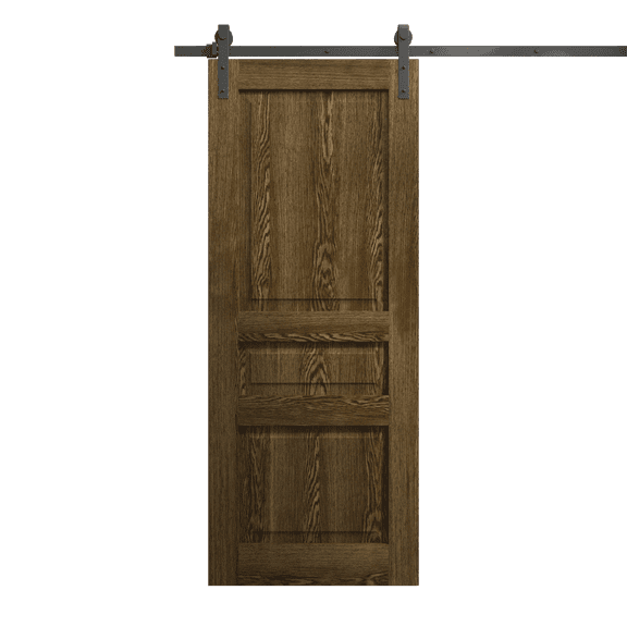 Modern Barn Door 32 x 80 inches | Ego 5012 Marble Oak | 6.6FT Rail Track Heavy Hardware Set | Solid Panel Interior Doors