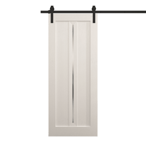 Modern Barn Door 32 x 84 inches | Ego 5014 Painted White Oak | 6.6FT Rail Track Heavy Hardware Set | Solid Panel Interior Doors