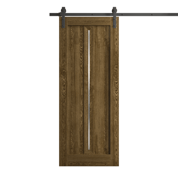Modern Barn Door 32 x 96 inches | Ego 5014 Marble Oak | 6.6FT Rail Track Heavy Hardware Set | Solid Panel Interior Doors