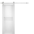 thumbnail image 1 of Modern Barn Door 32 x 96 inches / Mela 7444 White Silk / Stainless Steel 6.6FT Rail Track Set / Solid Panel Interior Doors, 1 of 3
